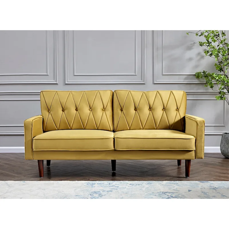 Feemster 69.3 Wide Velvet Tufted Cushion Back Sofa