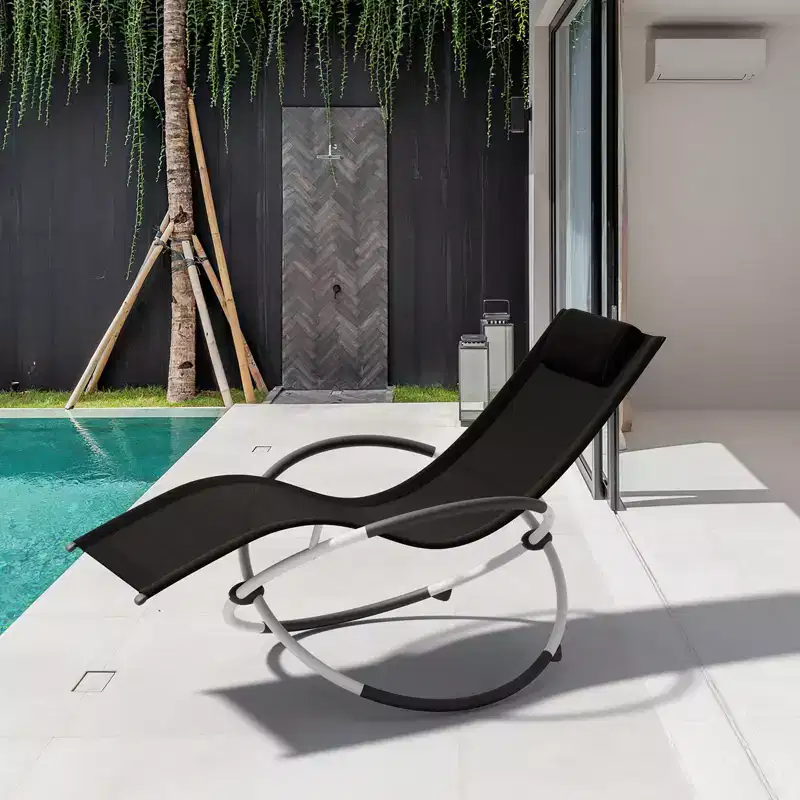 Hyleory Outdoor Portable & Foldable Rocking Chair with Detachable Headrest