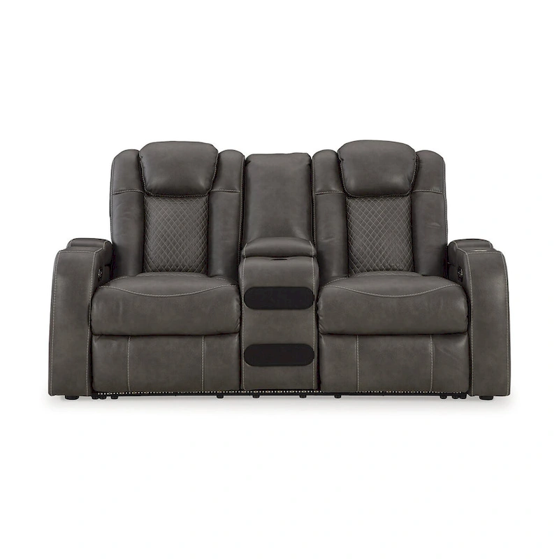 Signature Design by Ashley Fyne-Dyme Power Reclining Loveseat with Console - 74W x 43D x 43H