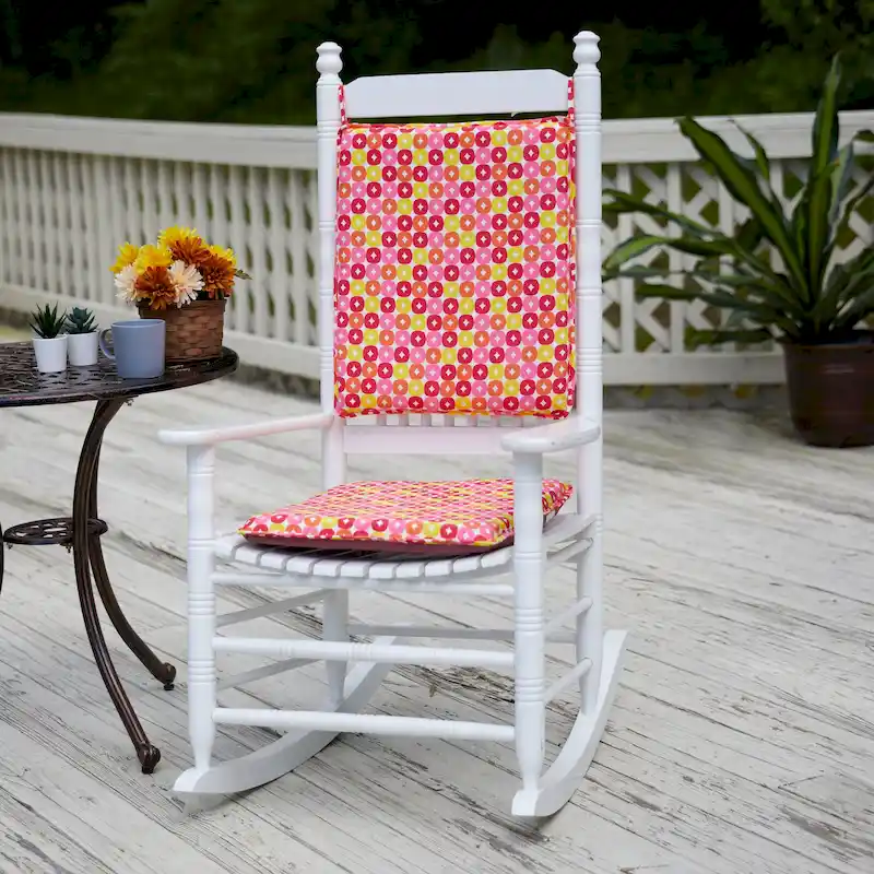 Reversible Chenille Rocking Chair Cushion Set