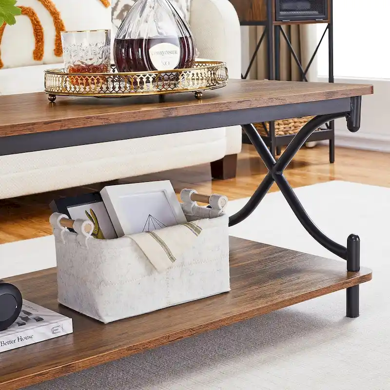 Modern 3-piece Coffee Table, Sofa Table & 1-drawer Nightstand Set of 2(Brown/Black/White)