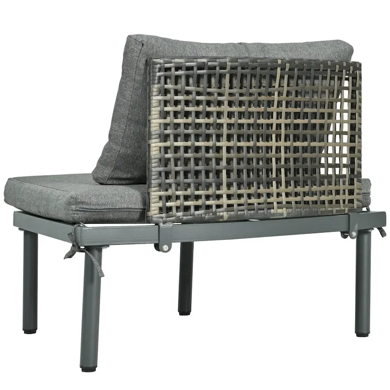 Elegant 8-Piece Modular Half Moon Patio Sofa Set with High-Low Coffee Tables