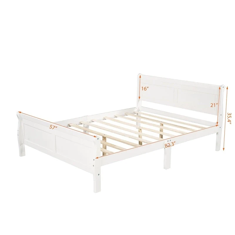 Harper & Bright Designs Wood Twin Sleigh Bed with Headboard and Footboard