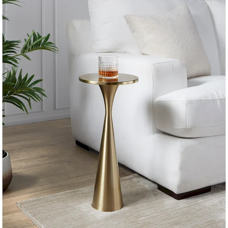 Black / Polished Nickel / Brass Hourglass Metal Side Table, Single