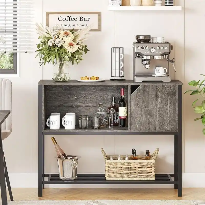 Rustic Brown / Grey 2-Door Buffet Sideboard Cabinet – Seats 1, 41.7