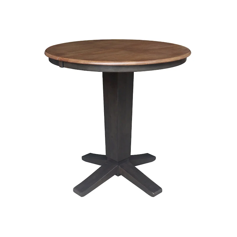 36 in Round Top Pedestal Counter Height Dining Table with 12 in Leaf