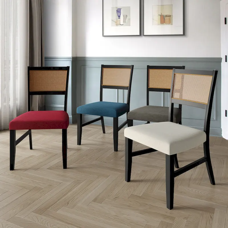 CraftPorch Contemporary 4-Piece Linen Wooden Dining Chair