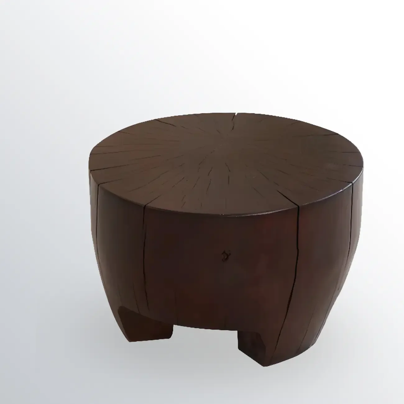 Rustic Solid Wooden Round Coffee Table with Natural Finish