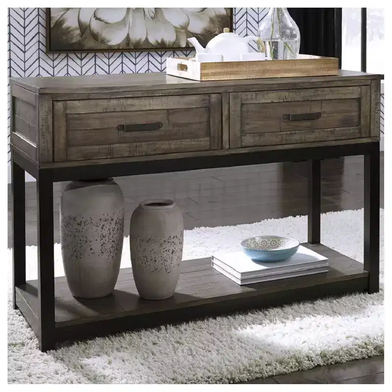 Signature Design by Ashley Johurst 2 Drawer Sofa/Console Table, Grayish Brown
