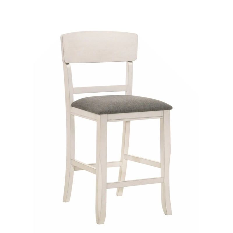 2pc Transitional Upholstered Counter Height Dining Chair Bar Stools Brown Finish Wooden Furniture