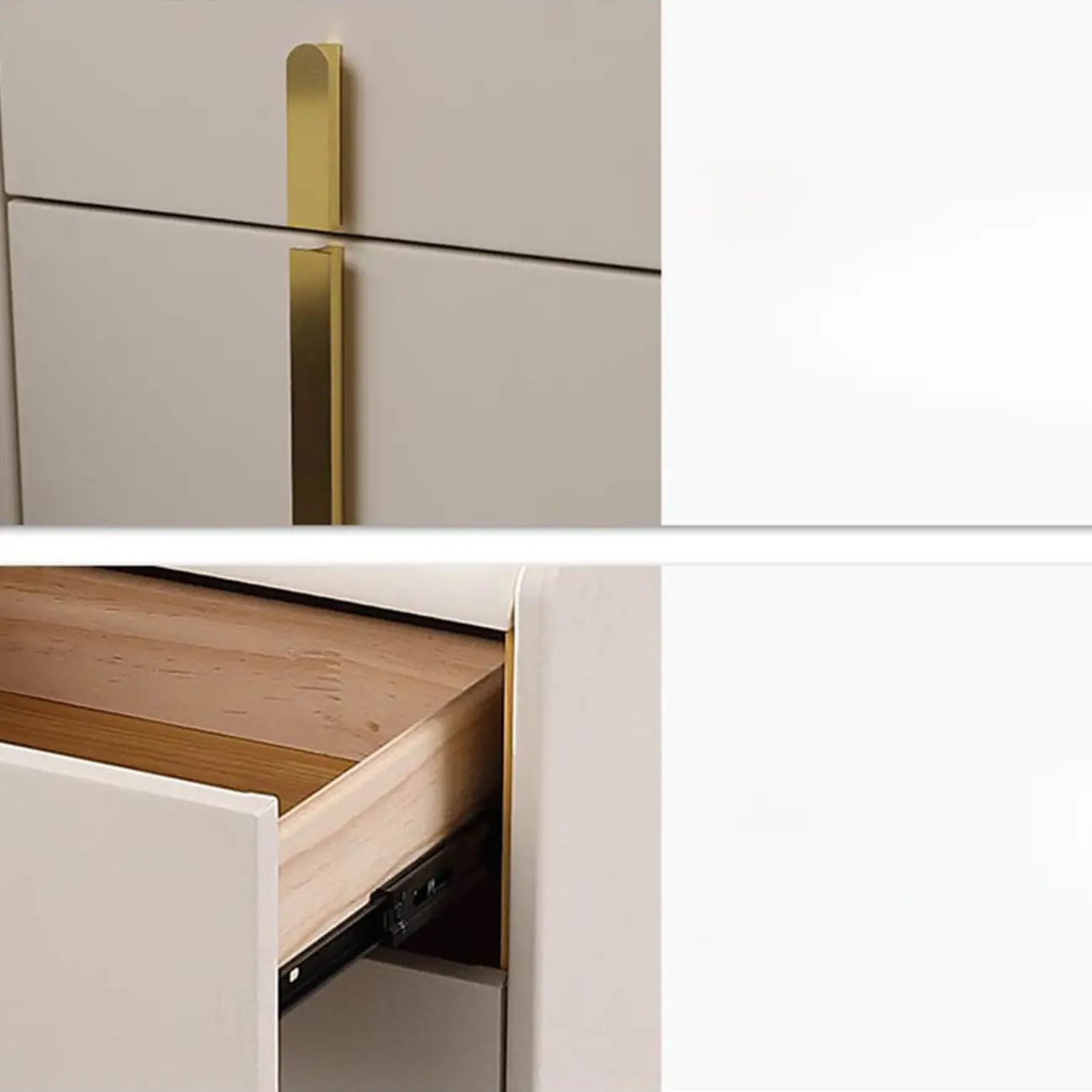 Modern Bedside Table – Faux Leather White Nightstand