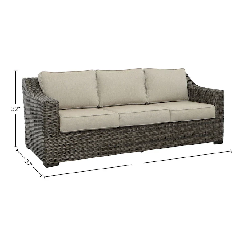 Jarrow Rattan Wicker Sofa, Brown/ Gray