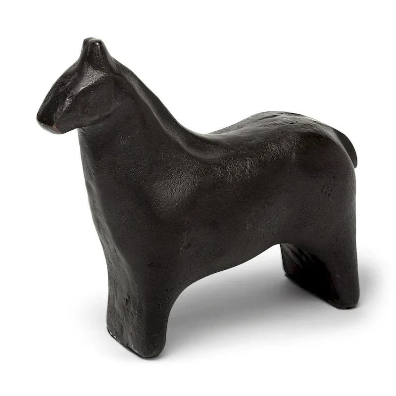 Black Cast Aluminum Horse Shaped Sculpture - 2  W x 7  D x 6  H