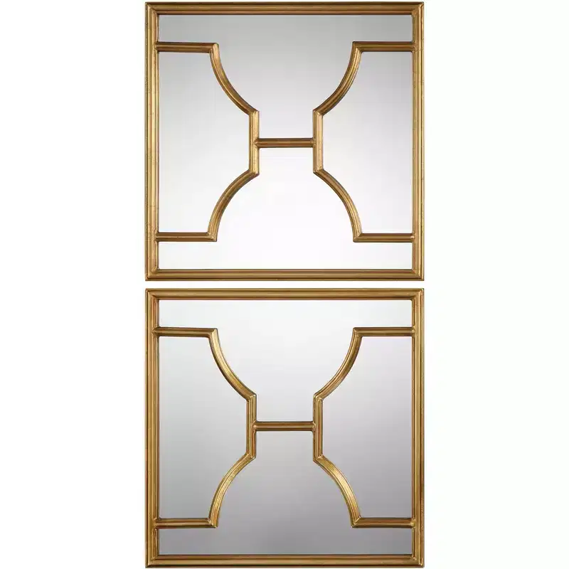 Uttermost Misa 24 Square Antique Gold Wall Mirrors Set of 2