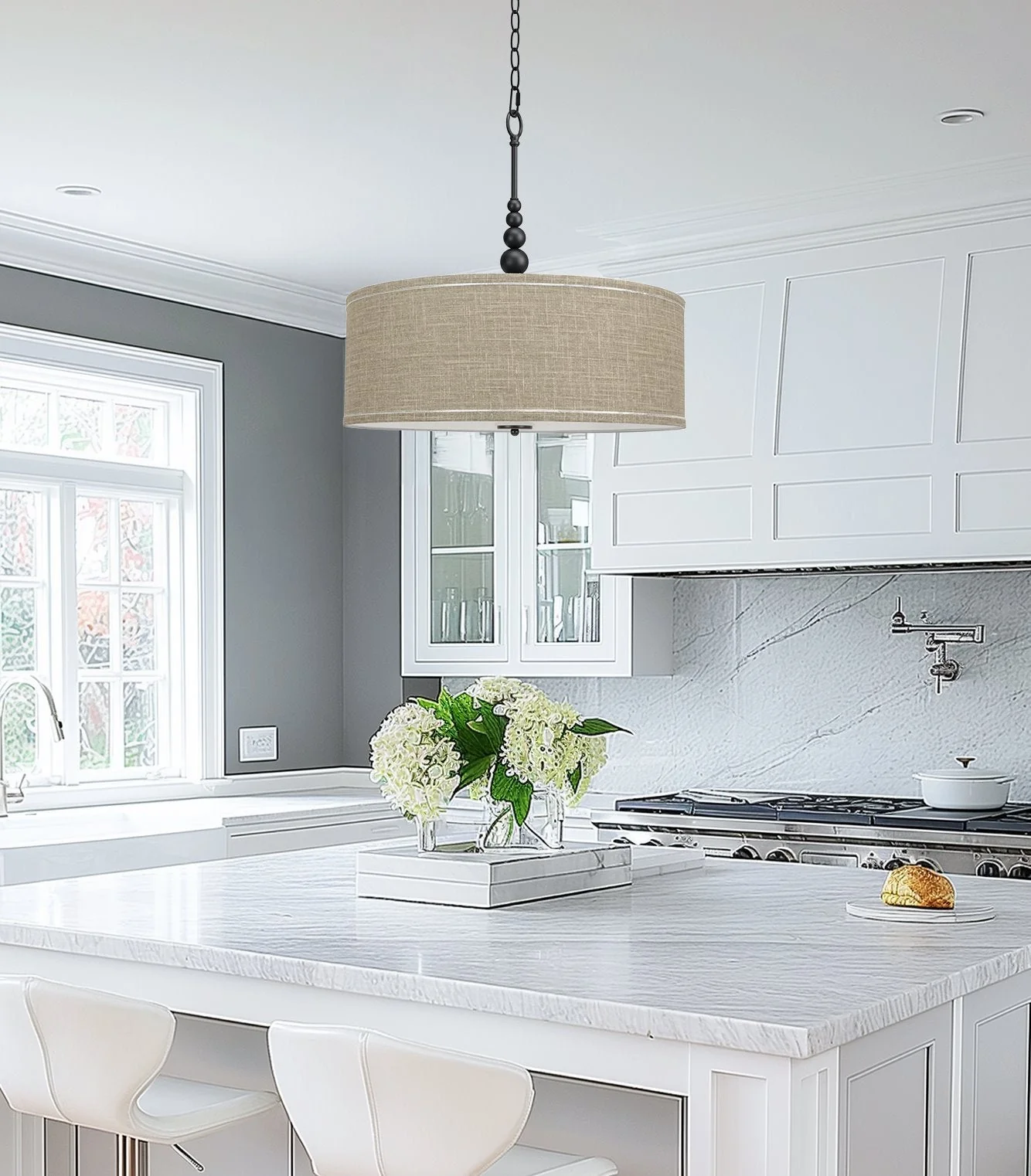 Adelade 23 Modern 3-Light Drum Pendant Chandelier