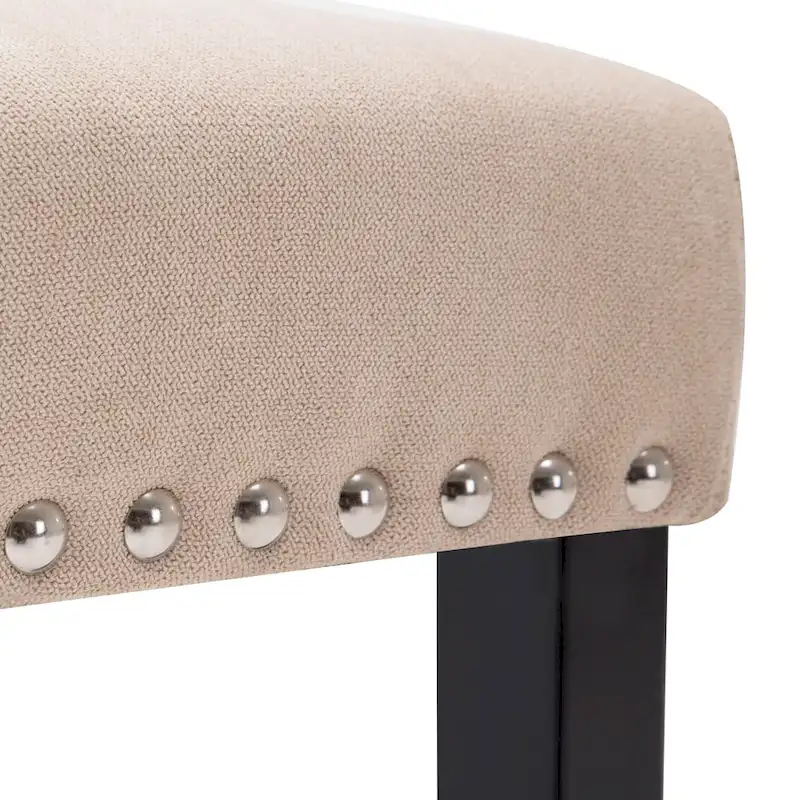 Fabric Upholstered Nailhead Trim Parsons Dining Chairs Terry Cloth Set of 2