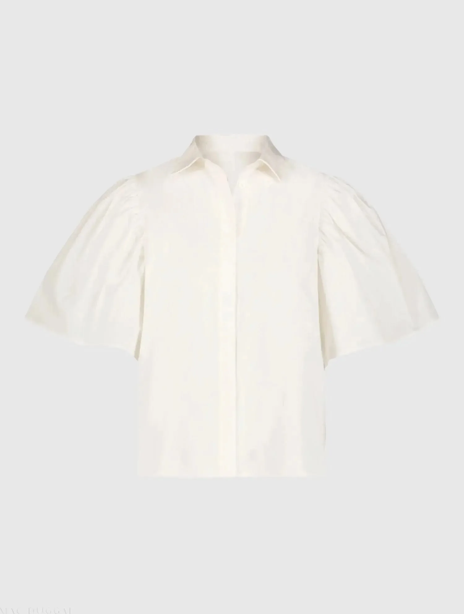 White Cotton Flare Ruffle Sleeve Button Up Top - FINAL SALE