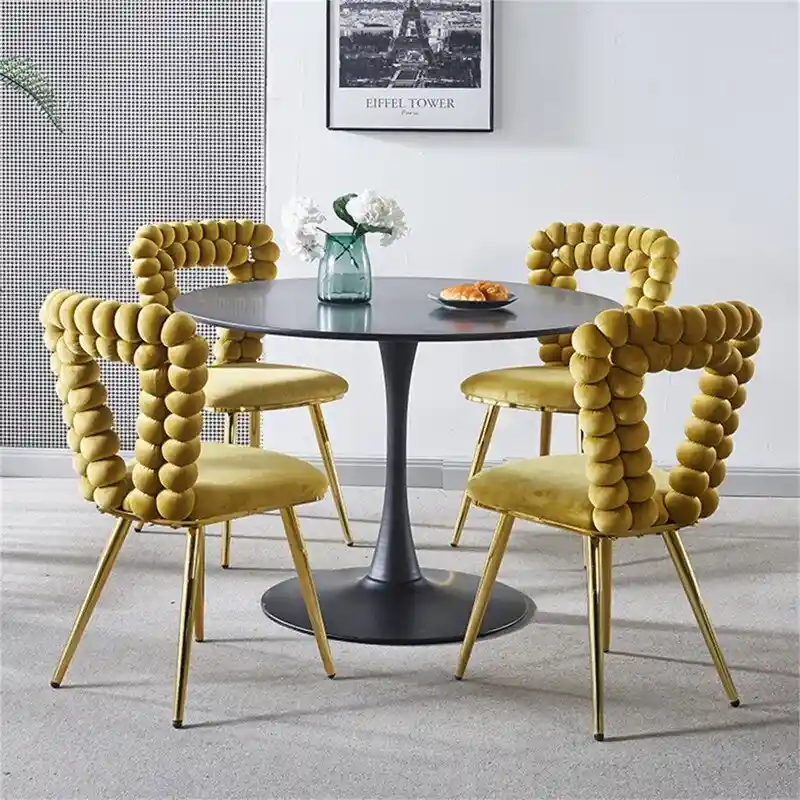 Modern Dining Chair with Metal Legs - 2 Pack