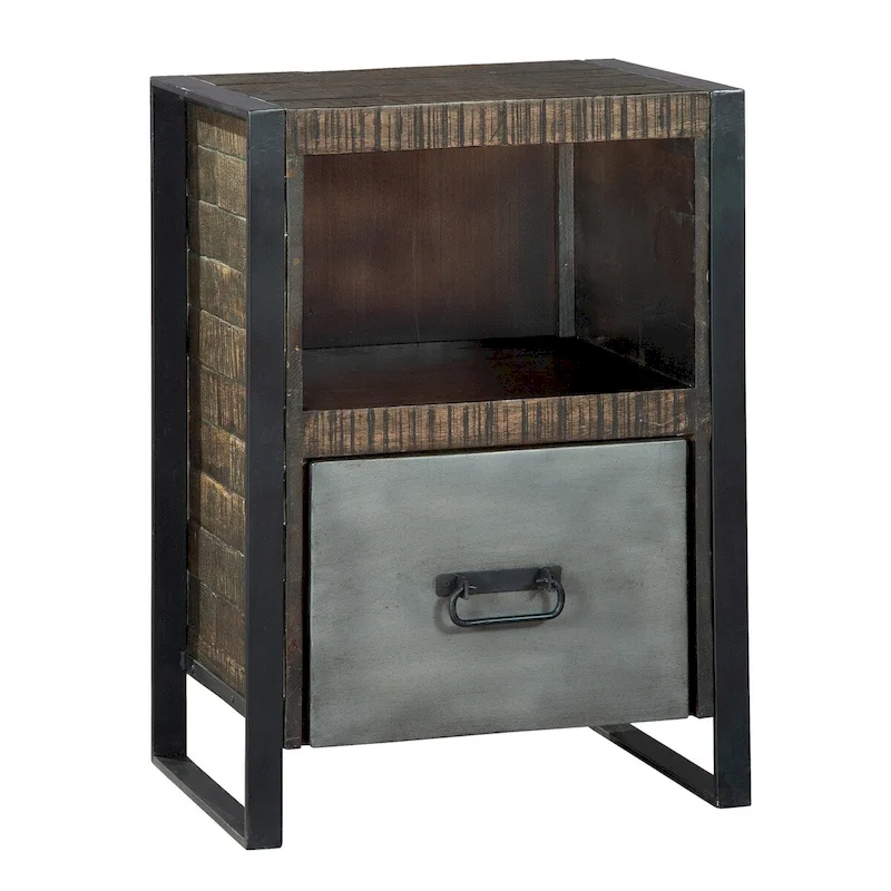 Hekman Acacia Wood Iron Single Drawer Filing Cabinet