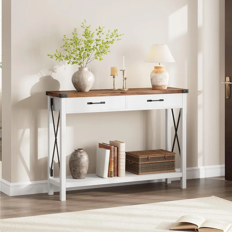 Farmhouse Console Table with 2 Drawers