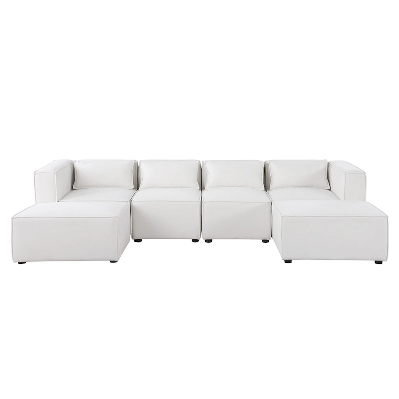 6-Piece Chenille Upholstered U-Shaped Modular Sectional Sofa with 2 Removable Ottoman and Free Combination Design