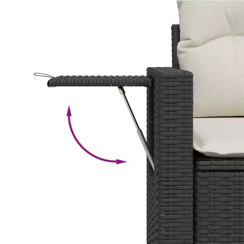 vidaXL Garden Sofa Set Black PE rattan Medium Modular Garden Sofa Set