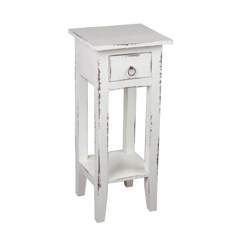 Solid Distressed Narrow Side Table - 25.75 - Washed White