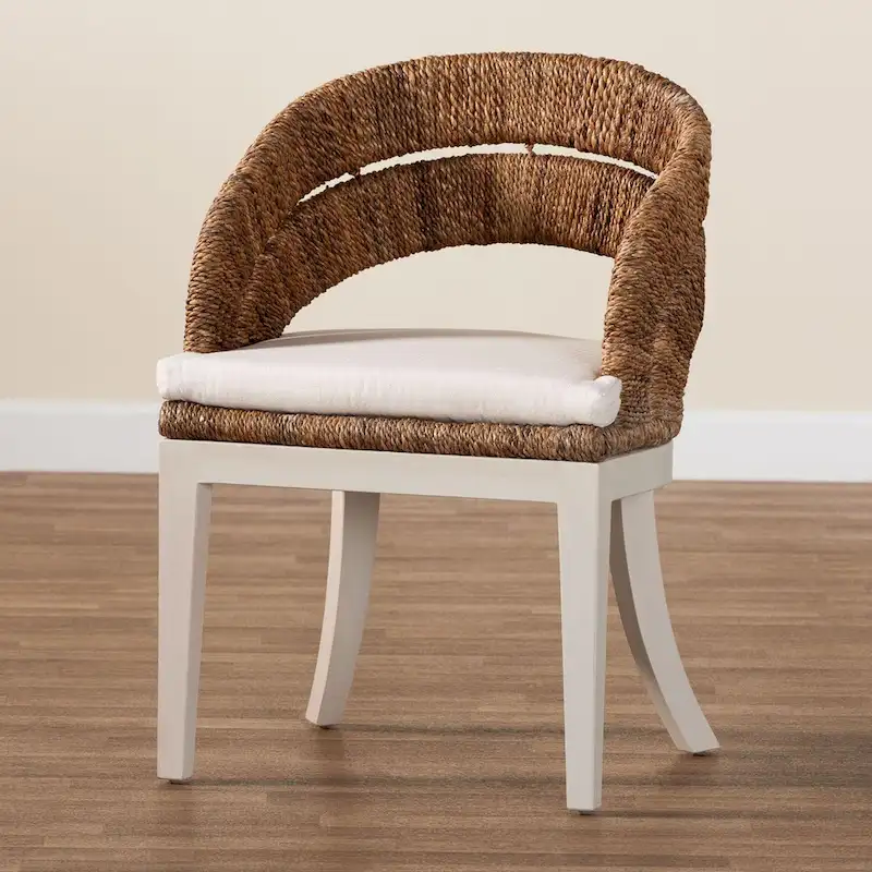 Ubud Bohemian Natural Seagrass and Mahogany Wood Dining Chair