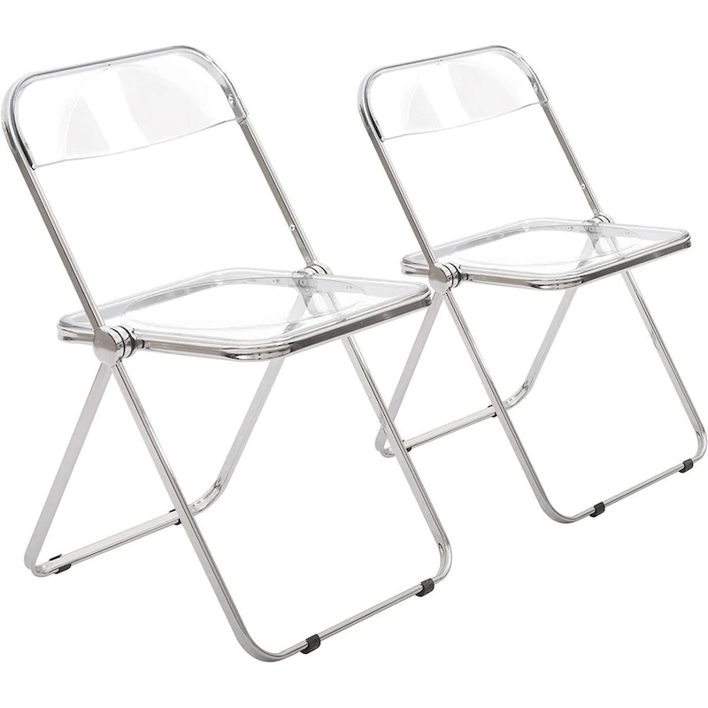 Modern Acrylic Stackable Folding Dining Chair (Set of 2) Transparent