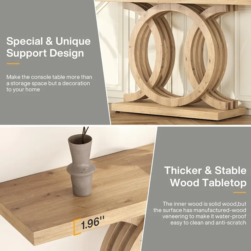 55 inches Console Table with Geometric Base