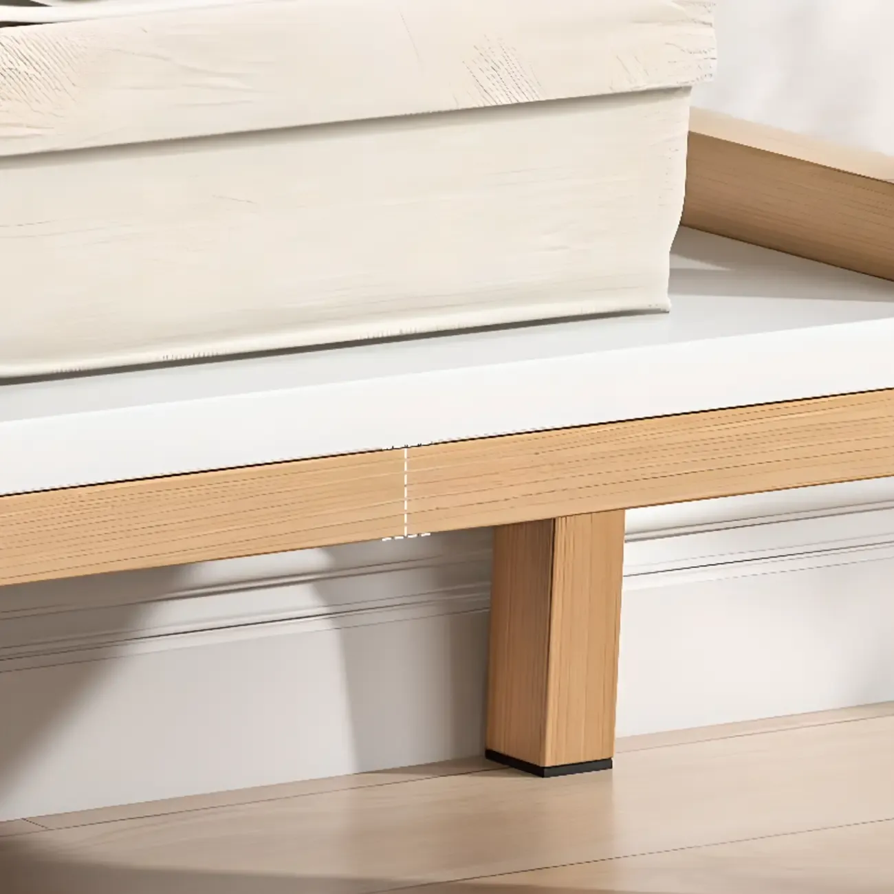 Narrow 2-Tier Natural White Wooden Ladder Bookcase