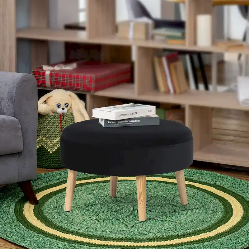 Adeco Carrington Juttersbo Round Tufted Fabric Ottoman