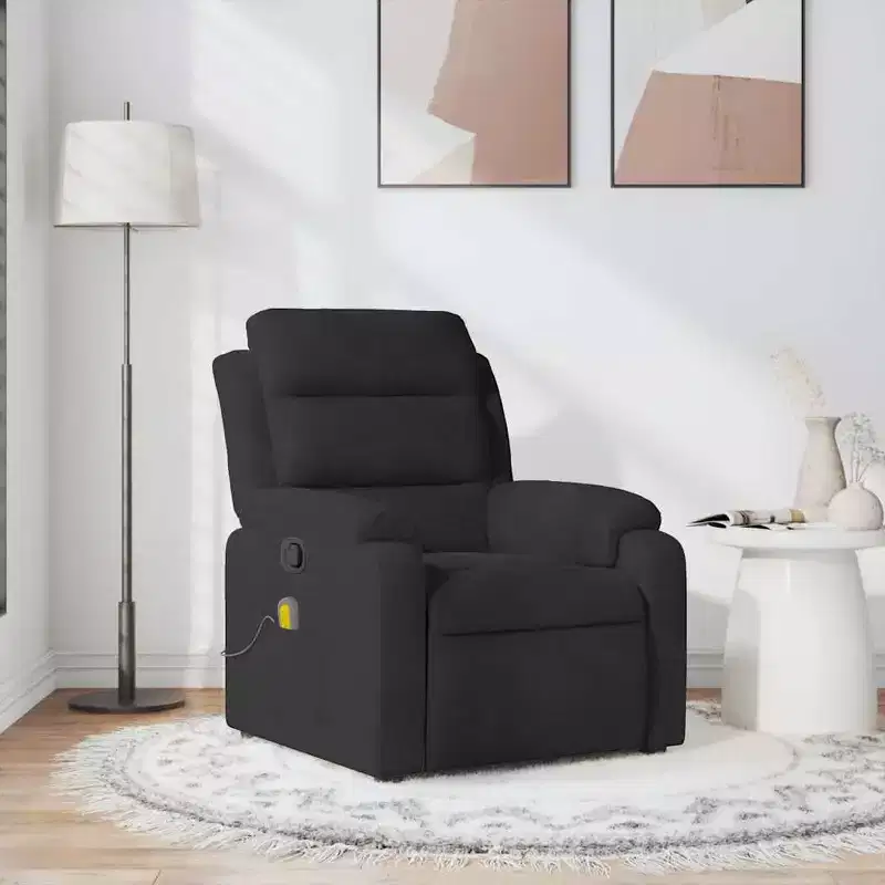 vidaXL Massage Recliner Chair Black Velvet