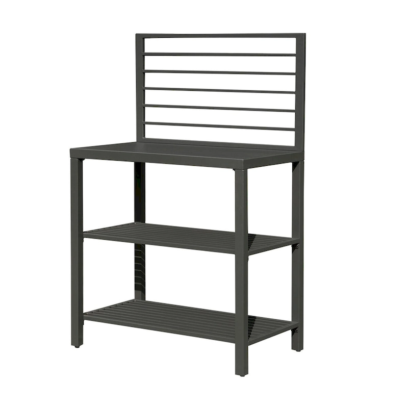 Outdoor Kitchen Island with Storage,Aluminum Kitchen Storage Island Kitchen Food Prep Table with Double Storage Rack