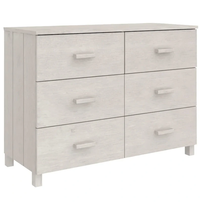 Solid Pine Wood Sideboard Buffet with 6 Smooth Sliding Drawers — 44.5
