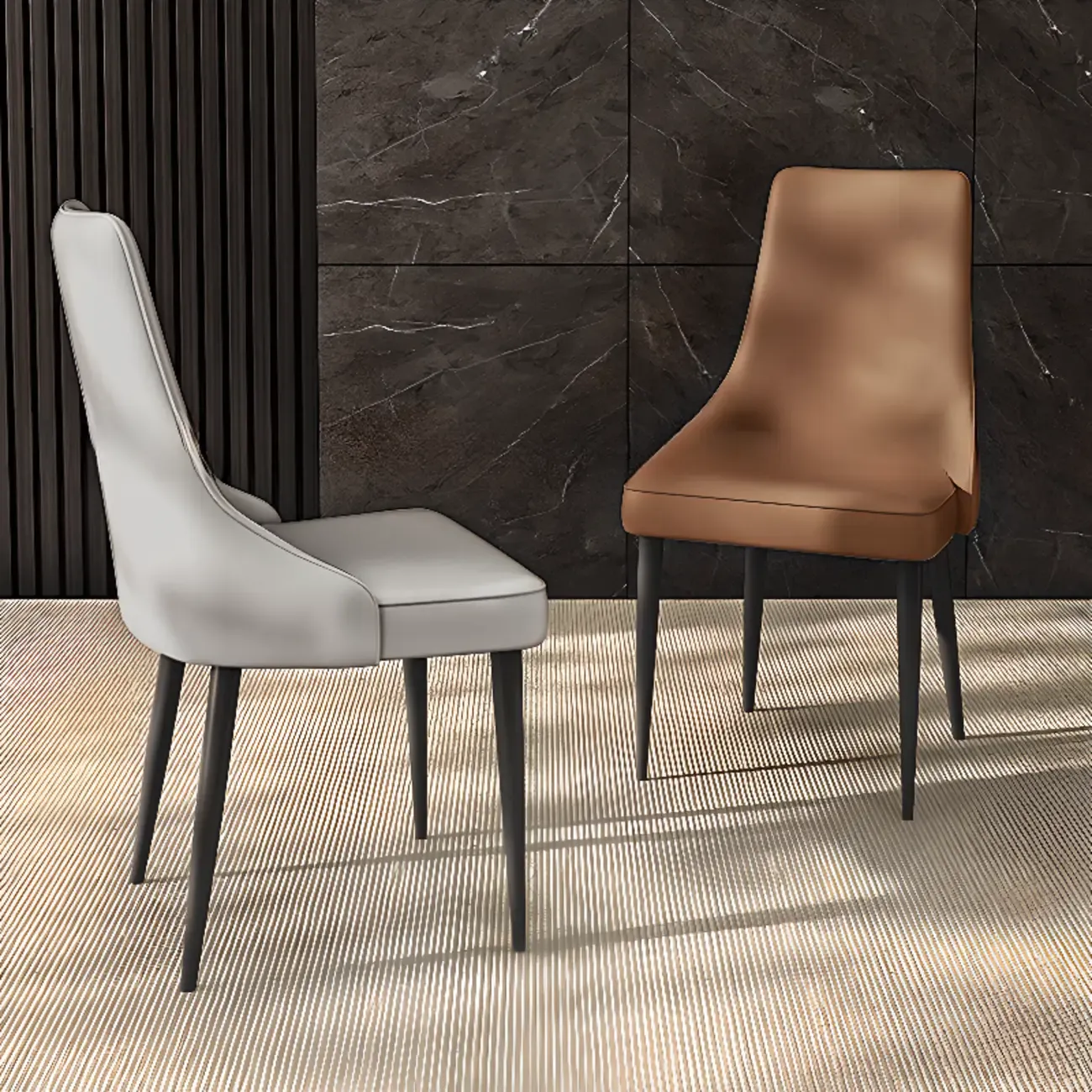 Modern Armless Faux Leather Upholstered High Back Dining Chair