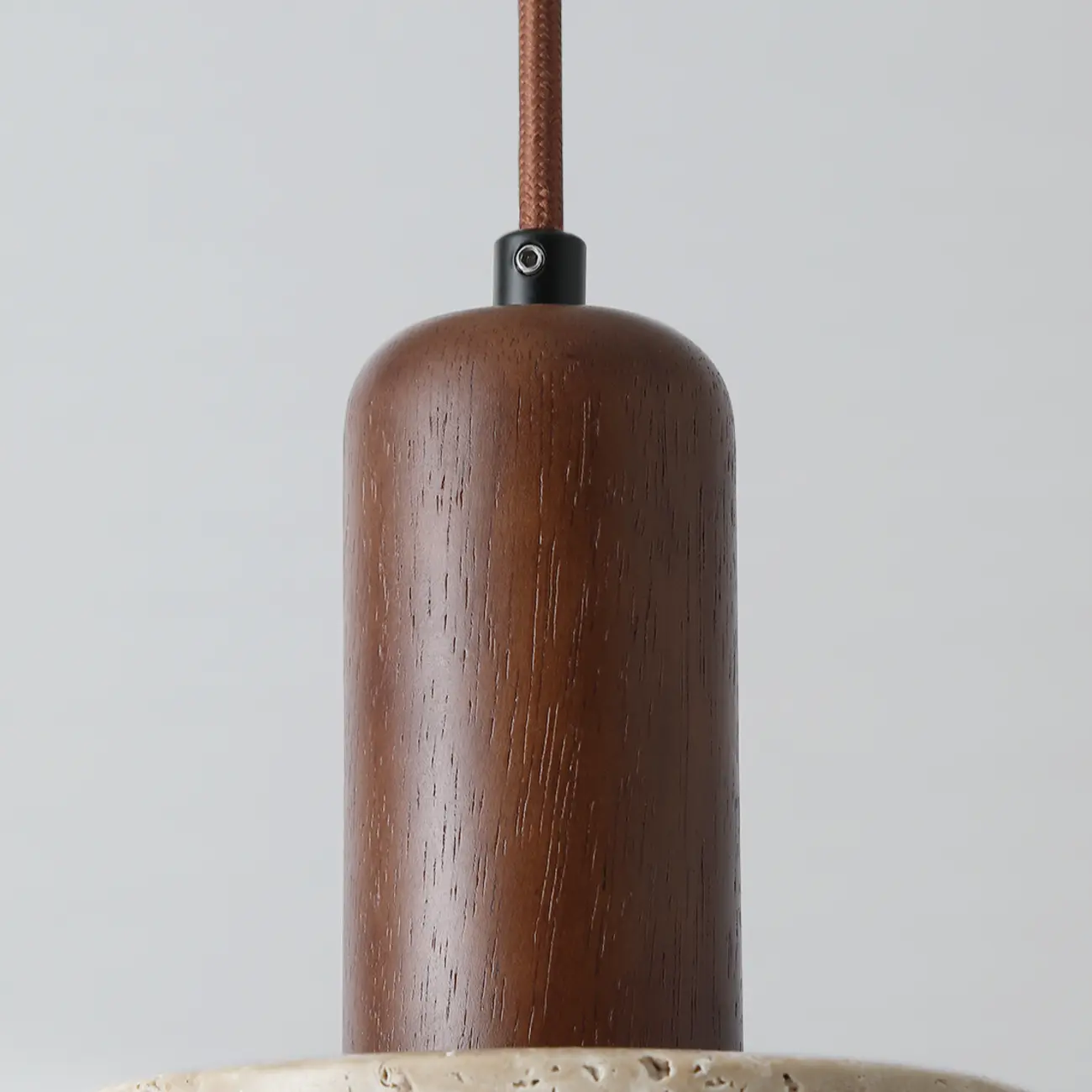 Cylinder Wood Stone Rope Bedside Pendant Light