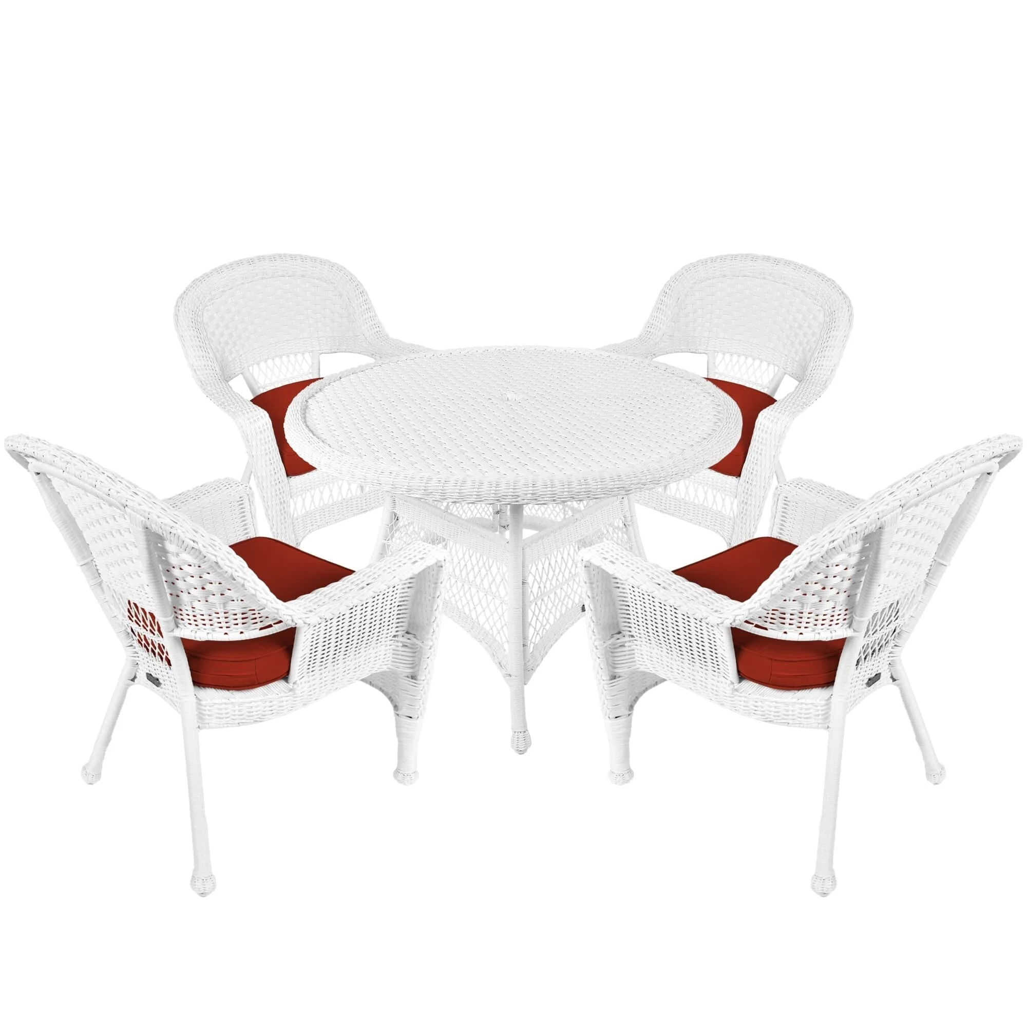 5-piece White Resin Wicker Dining Set