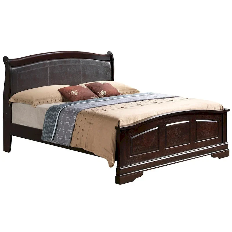Louis Philippe Upholstered Wood King Panel Bed
