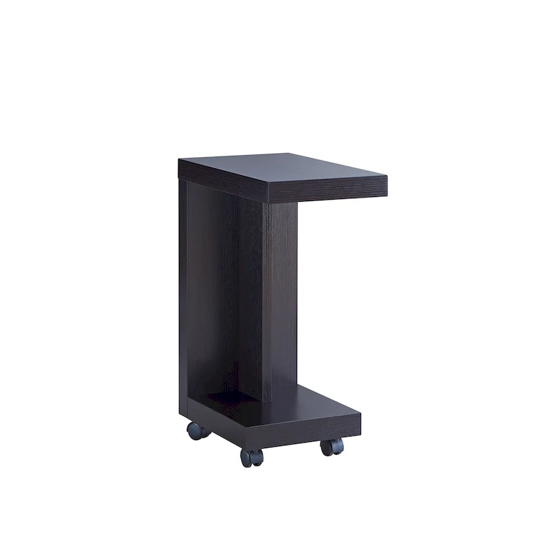 Modern Mobile 18-Inch Side Table with Locking Caster Wheels & Bottom Shelf