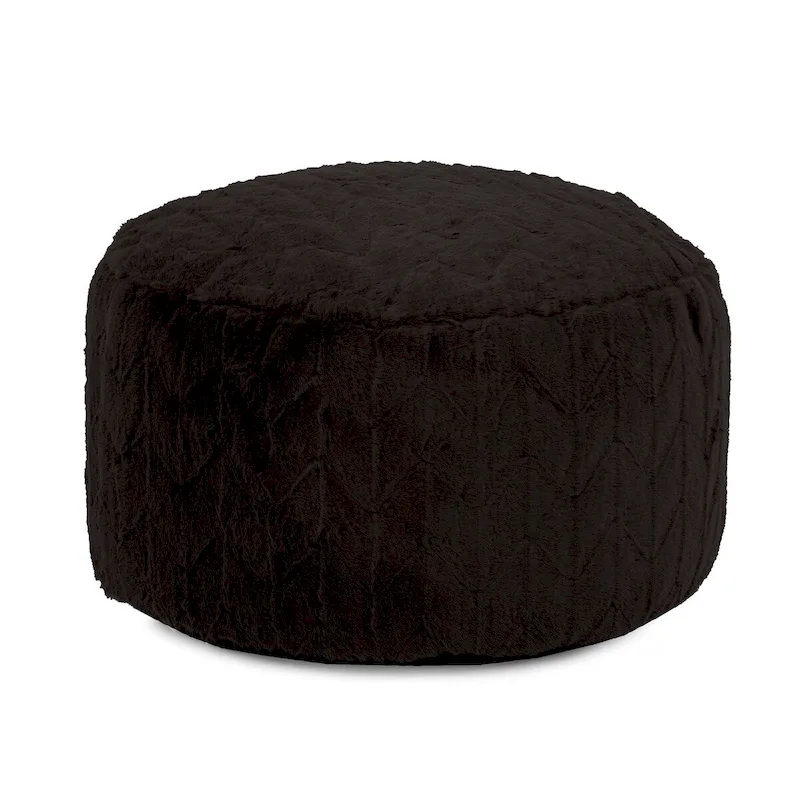 Angora Ebony Faux Fur Pouf Foot Ottoman – Single