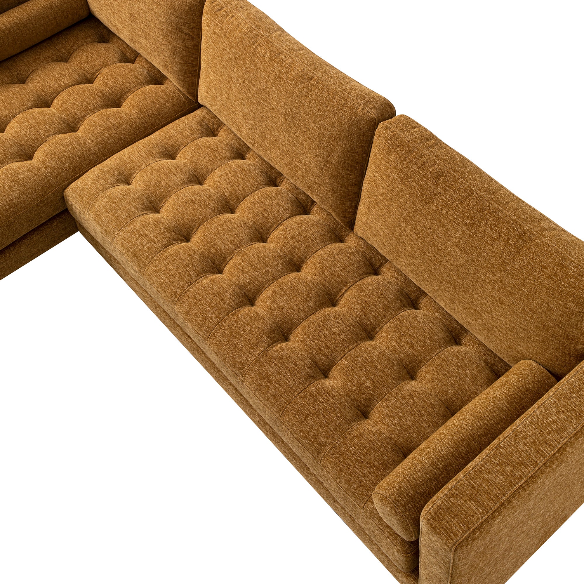 Spiced Honey Chenille Grand 4-Seater Chaise End Sofa, Left Hand Facing