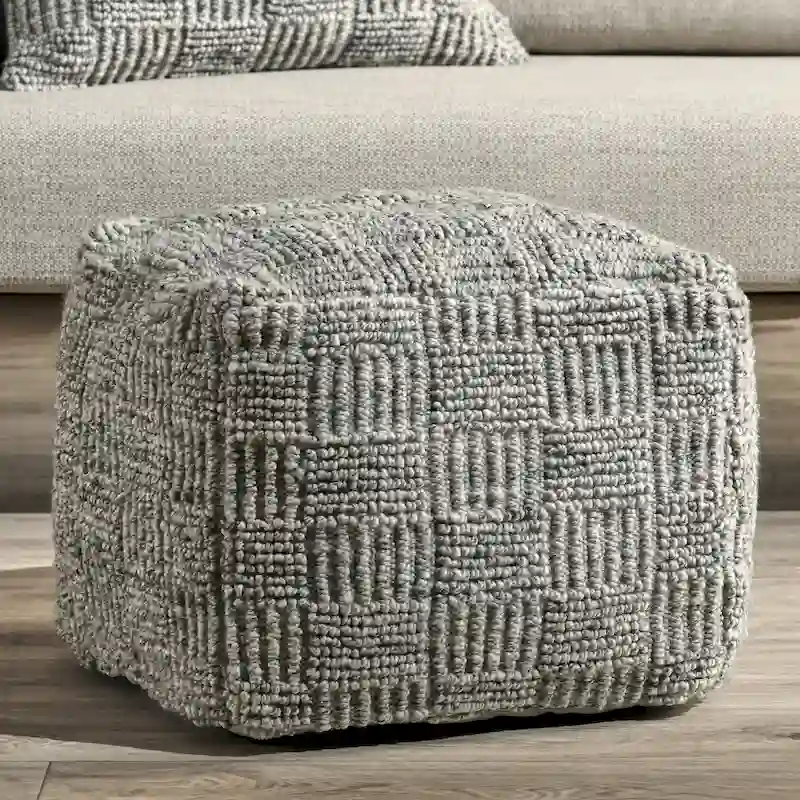 Villa by Classic Home Shades 18 Recycled Fabric Indoor/Outdoor Pouf