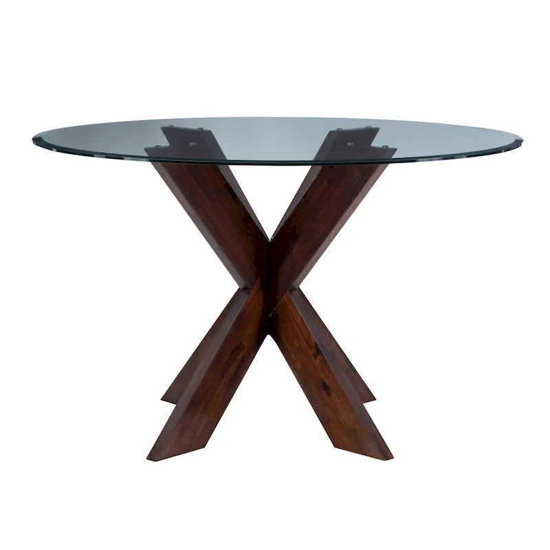 Allard X-base Round Glass Dining Table (Table Only)