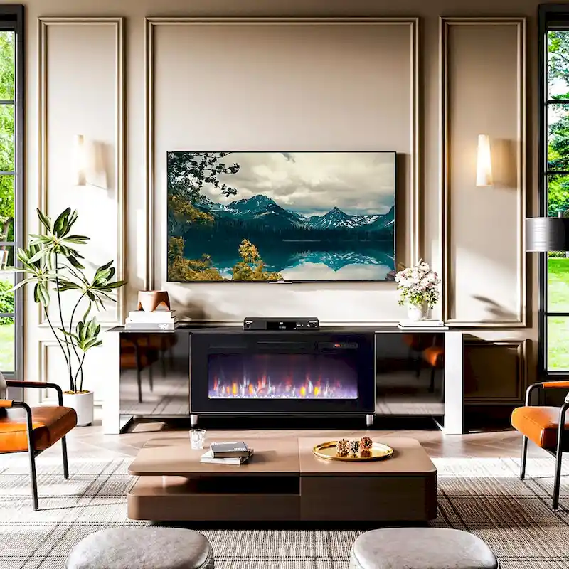 70   Modern Entertainment Center with 36   Fireplace