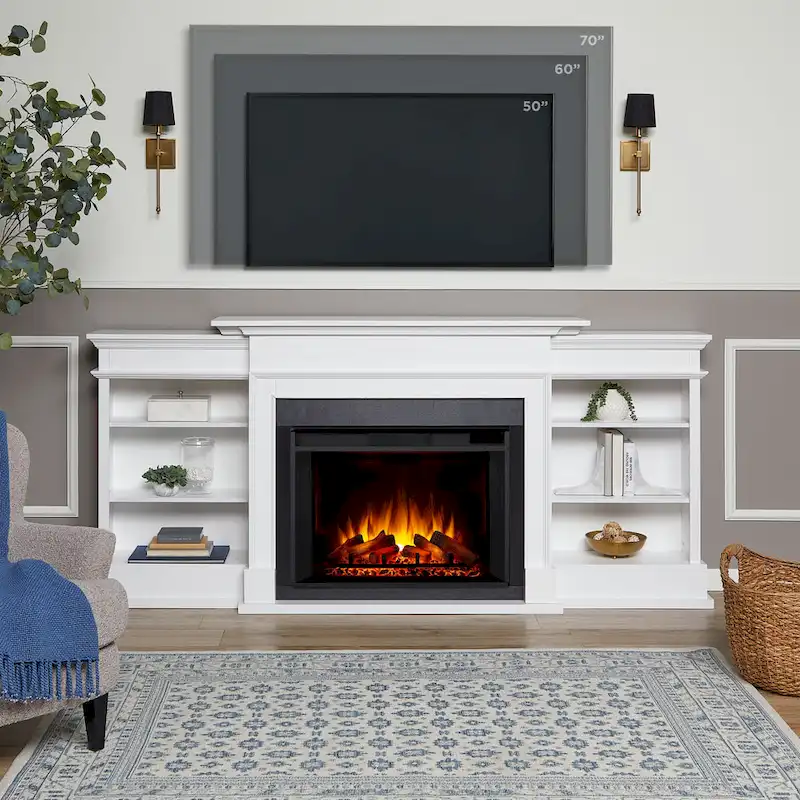 93 Grand Media Electric Fireplace in White