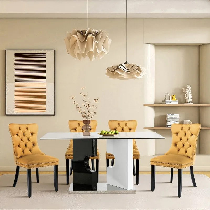 Solid Wood Velvet Upholstered Dining Chair Set of 4