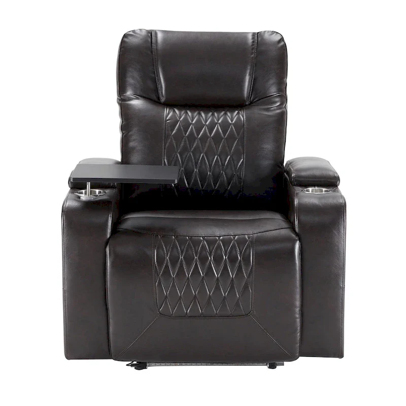 Power Motion Recliner with USB Charging Port, Swivel Tray & Cup Holders