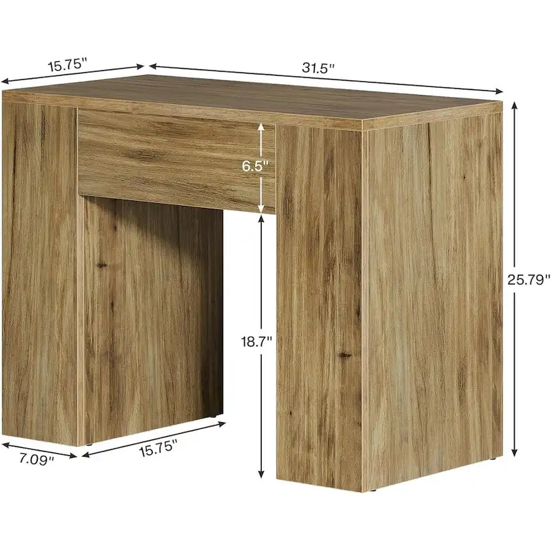 31.5  Farmhouse End Side Table, Mid-Century Modern Sofa Side Table with Wooden Pedestal