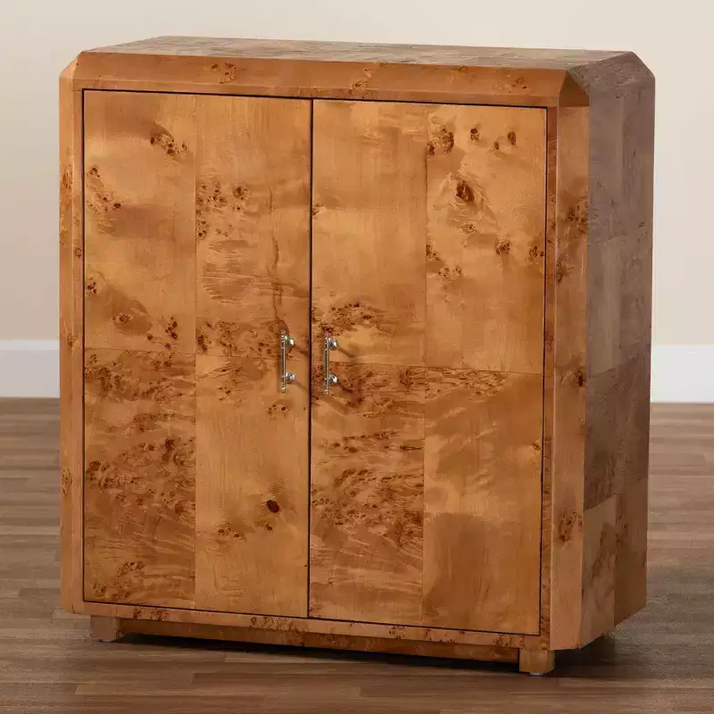 bali & pari Valora Wood 2 Door Console Cabinet Mappa Burl